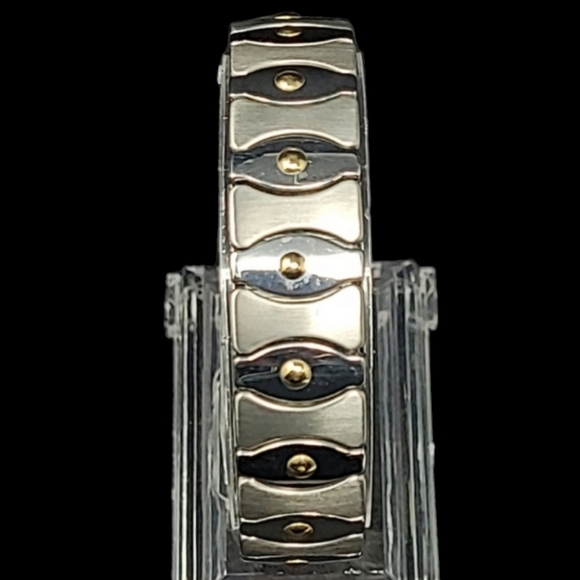 MILOR-ITLAY STRETCH FLEX BRACELET "STAINLESS STEEL"& 18Kt GOLD CENTER PO… - Picture 2 of 10